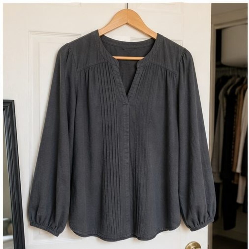 Charcoal Pleated Blouse